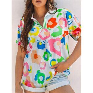 Printed Short Sleeve Blouse